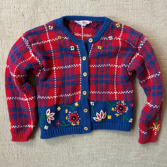 Hanna Andersson Other - Vintage Hanna Andersson knit cardigan floral detail medium